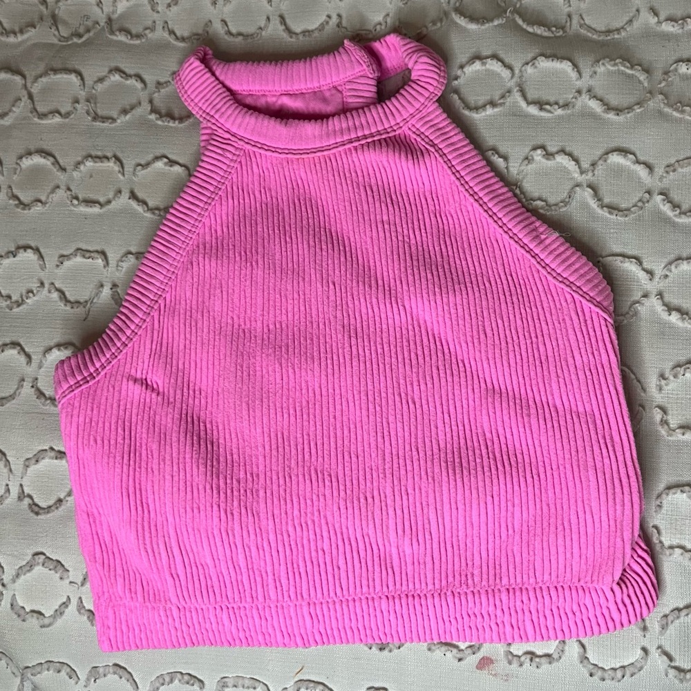 Pink halter crop top from aerie